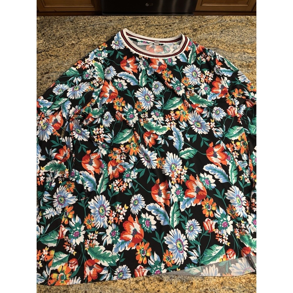 Susan Graver Colorful Floral Long Sleeve Artsy Pull Over Casual Work Size 2X‎